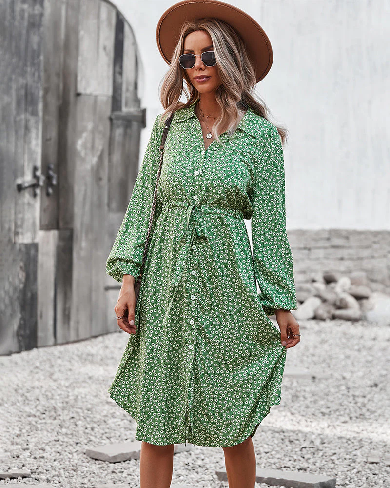 Floral Tie Waist Shirt Dress - Image 18