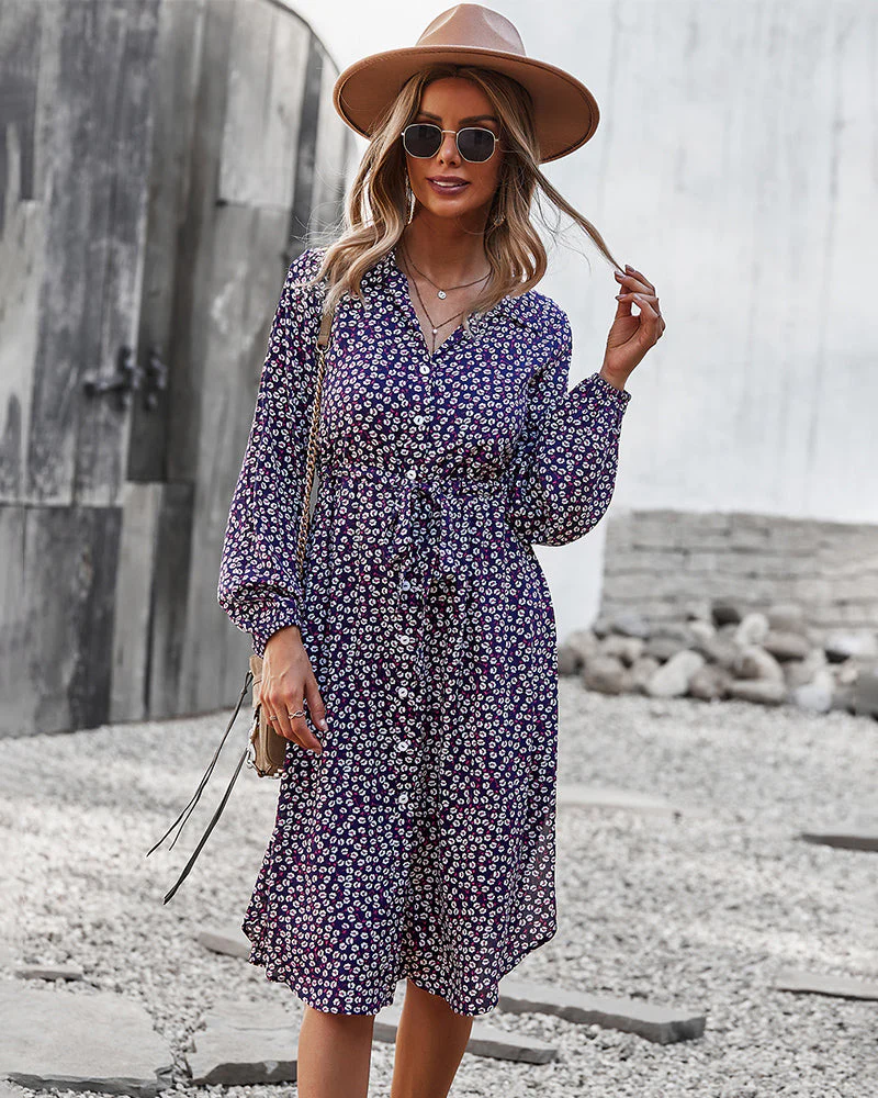 Floral Tie Waist Shirt Dress - Image 21
