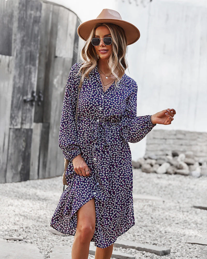 Floral Tie Waist Shirt Dress - Image 22