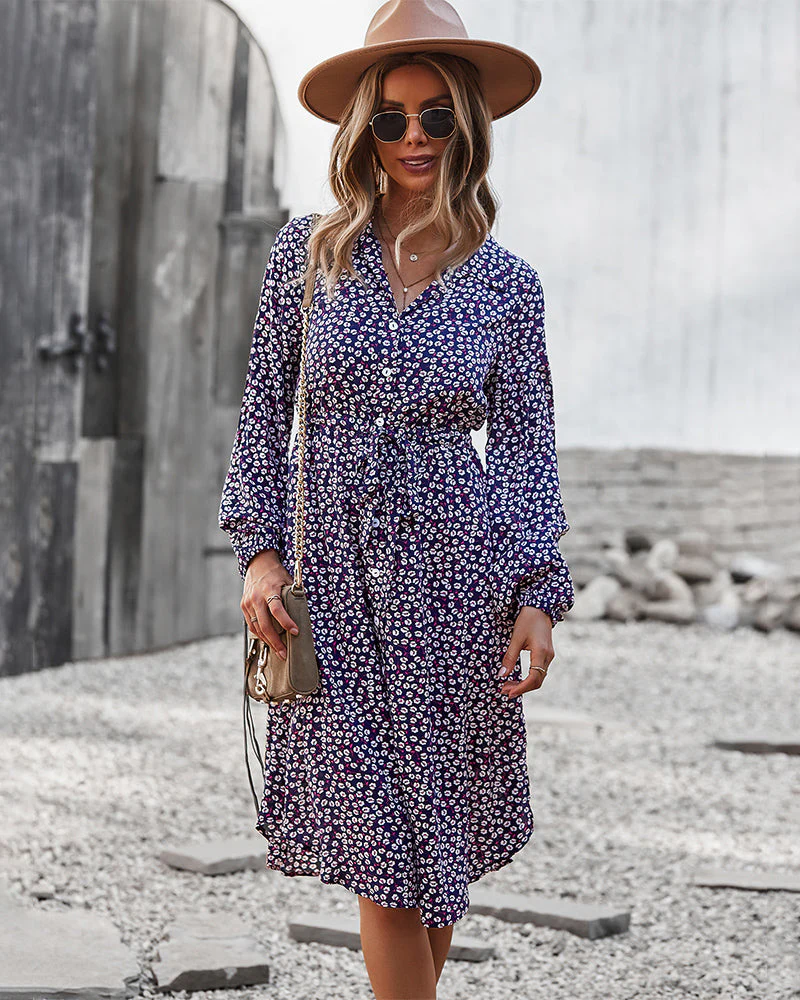 Floral Tie Waist Shirt Dress - Image 23
