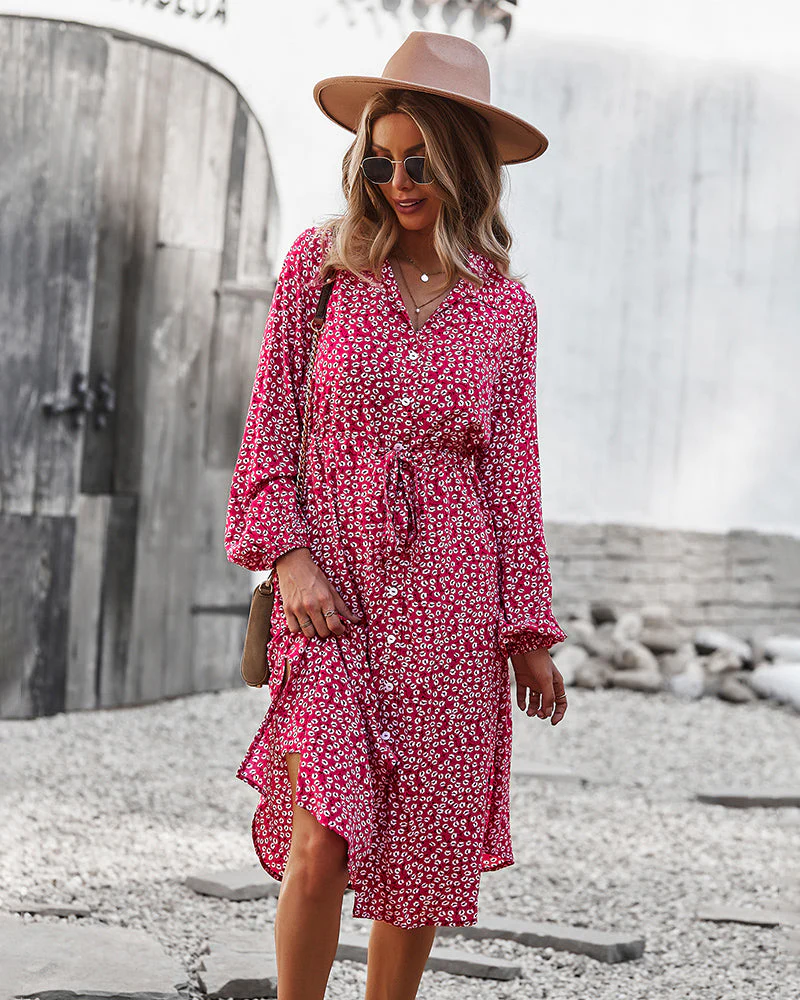Floral Tie Waist Shirt Dress - Image 26