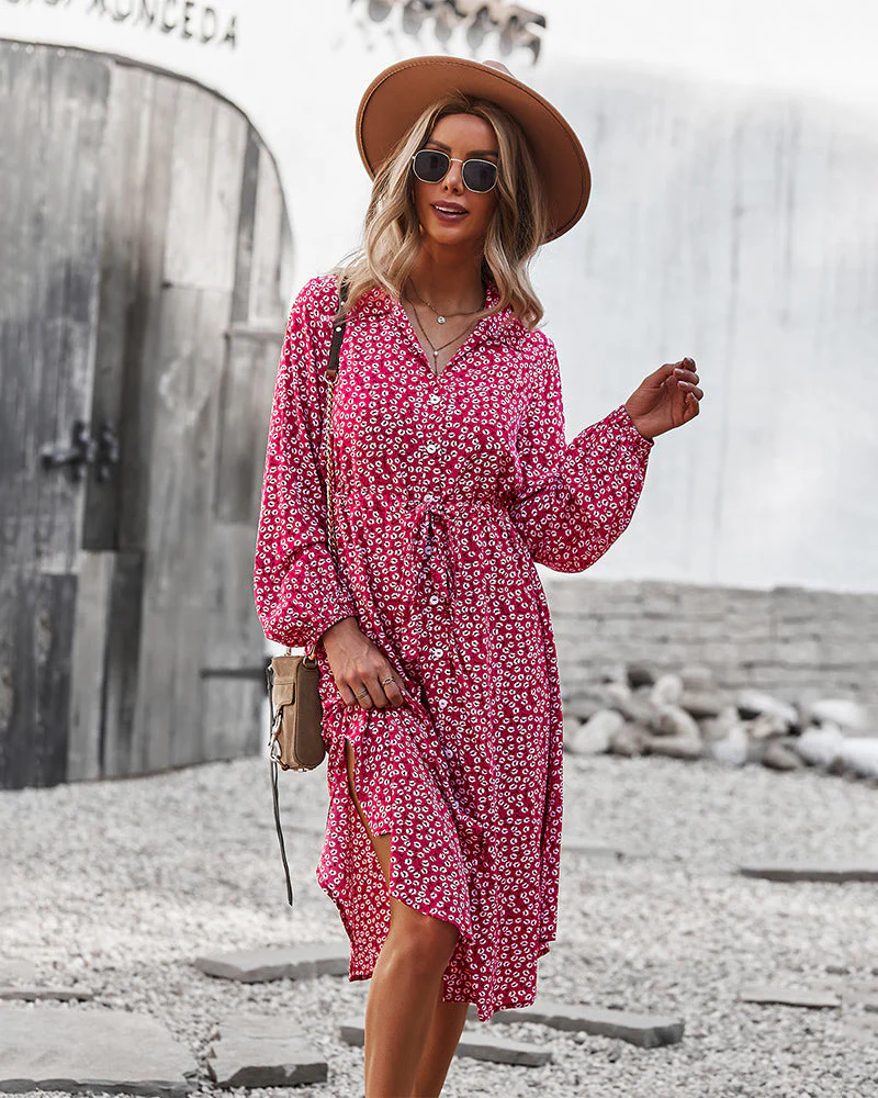 Floral Tie Waist Shirt Dress - Image 27