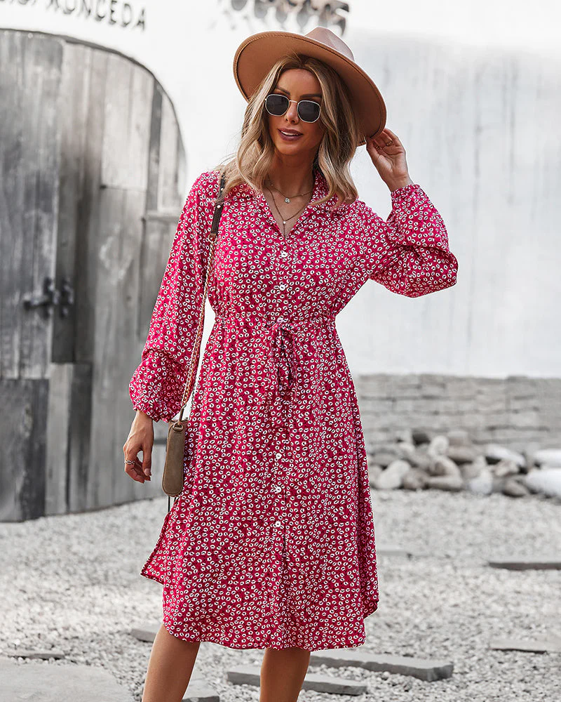 Floral Tie Waist Shirt Dress - Image 28