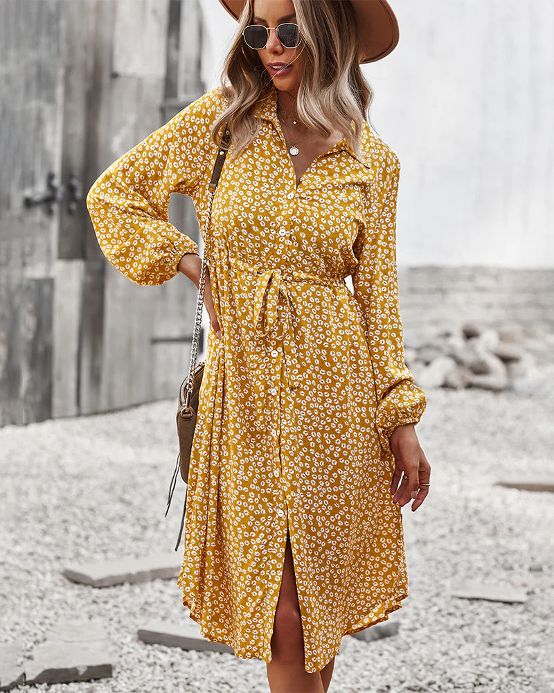 Floral Tie Waist Shirt Dress - Image 32