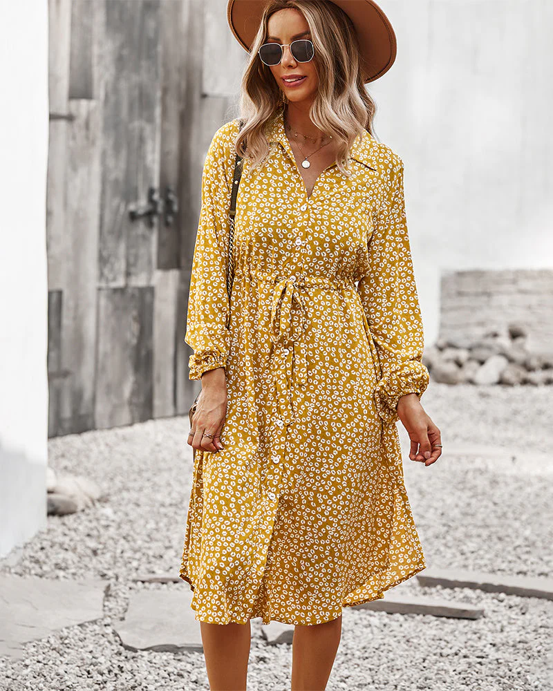 Floral Tie Waist Shirt Dress - Image 33