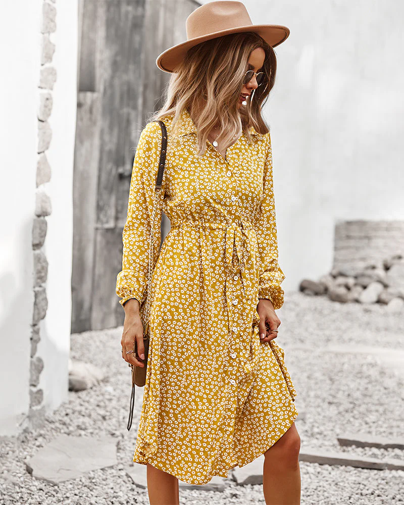 Floral Tie Waist Shirt Dress - Image 34