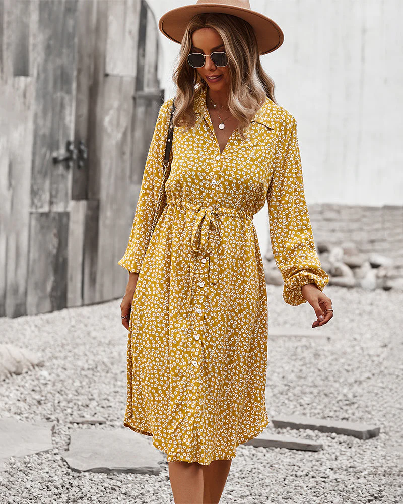 Floral Tie Waist Shirt Dress - Image 35