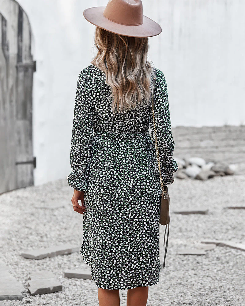 Floral Tie Waist Shirt Dress - Image 6