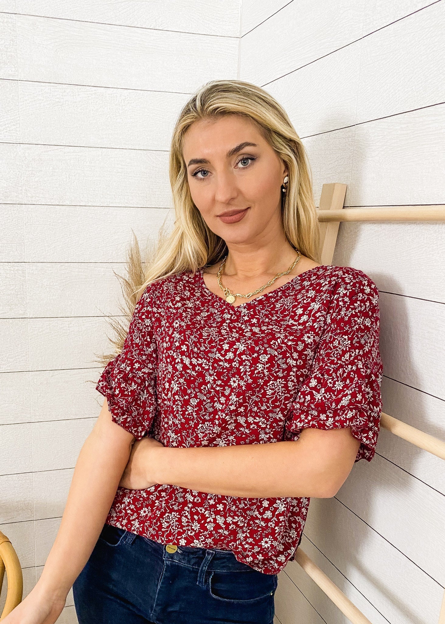 Floral V Neck Summer Blouse - Image 4