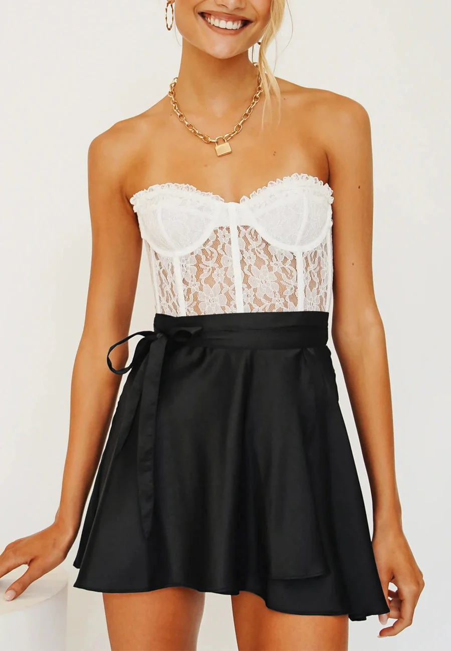 Flounce Wrap Waist Tying Mini Skirt - Image 10