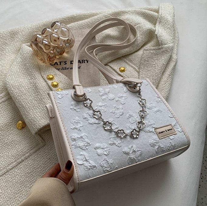 Flower Embossed Tote Bag with Flower Chains - Image 8