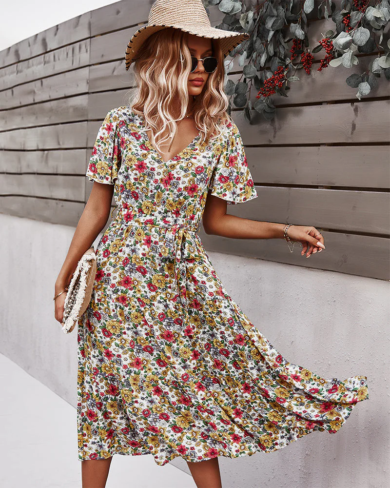 Flower Field Wrapped Summer Dress - Image 12