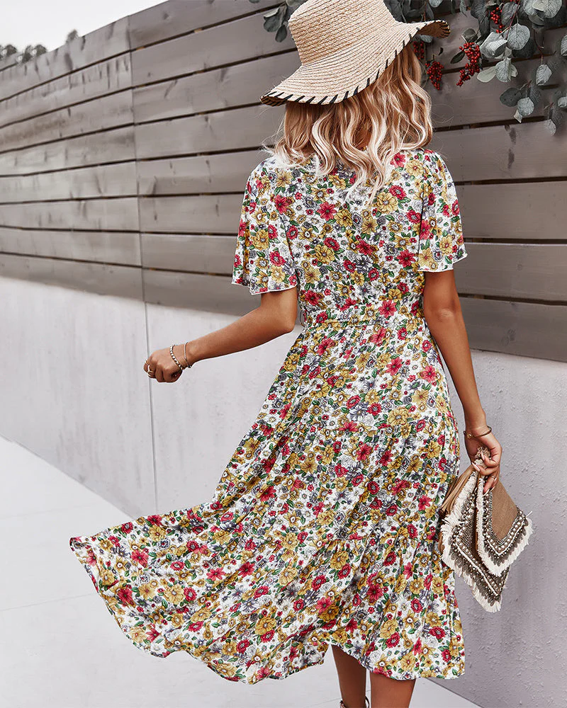 Flower Field Wrapped Summer Dress - Image 13