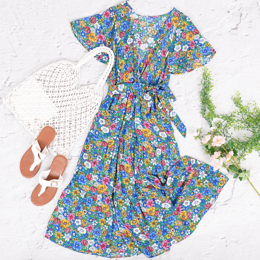Flower Field Wrapped Summer Dress - Image 6
