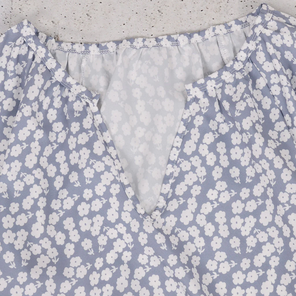 Flower Print Gathered Blouse - Image 14