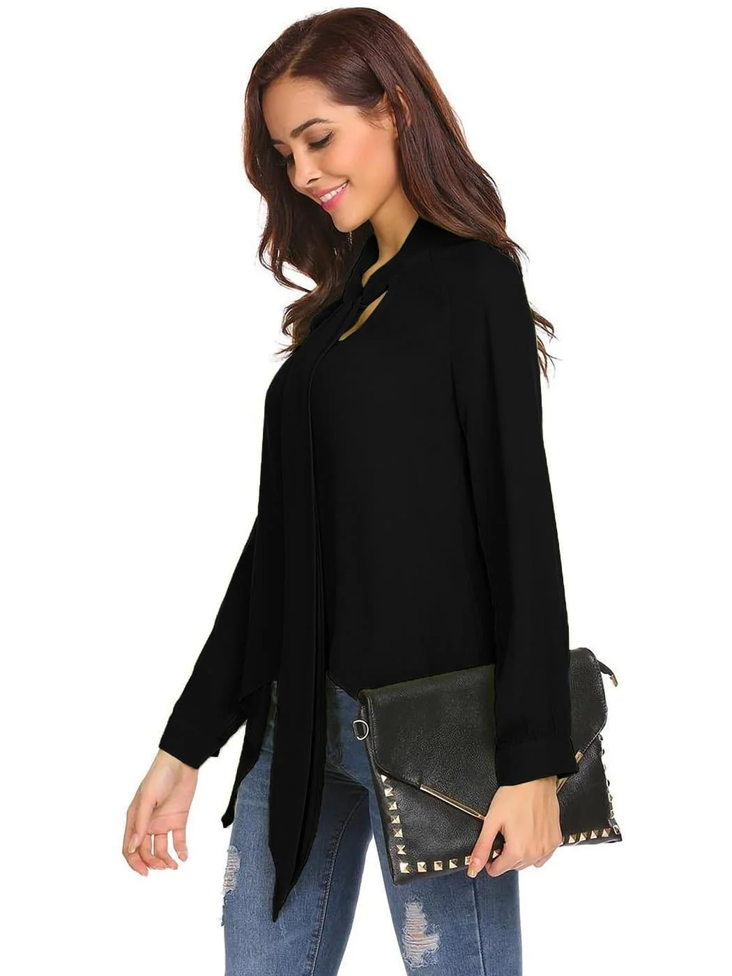 Flowy Chiffon Bow Blouse - Image 4