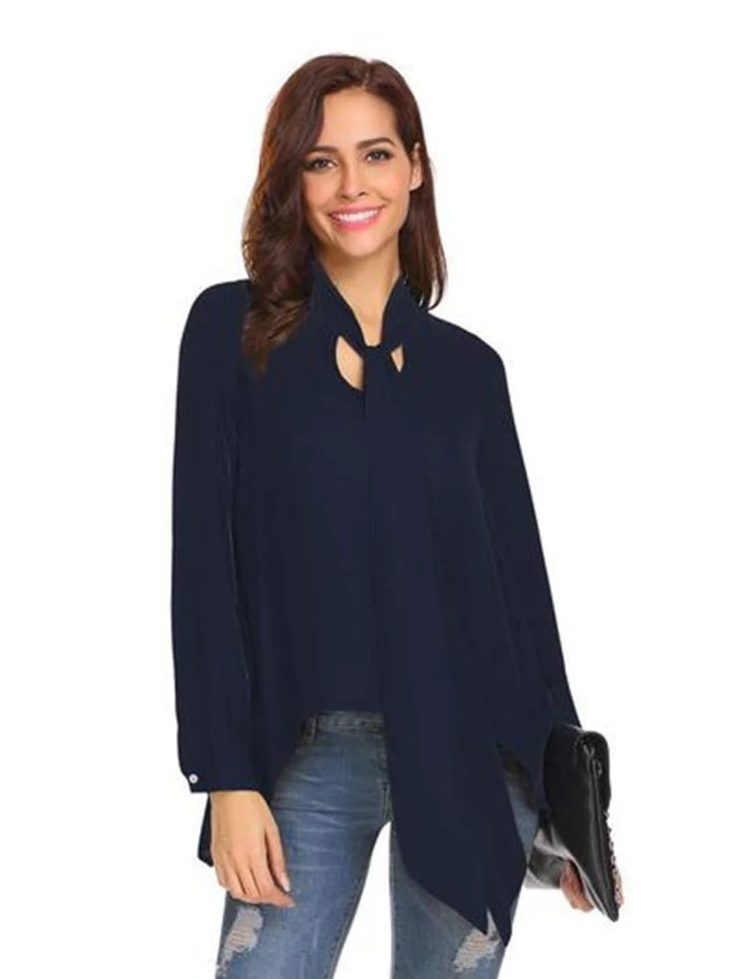 Flowy Chiffon Bow Blouse - Image 5