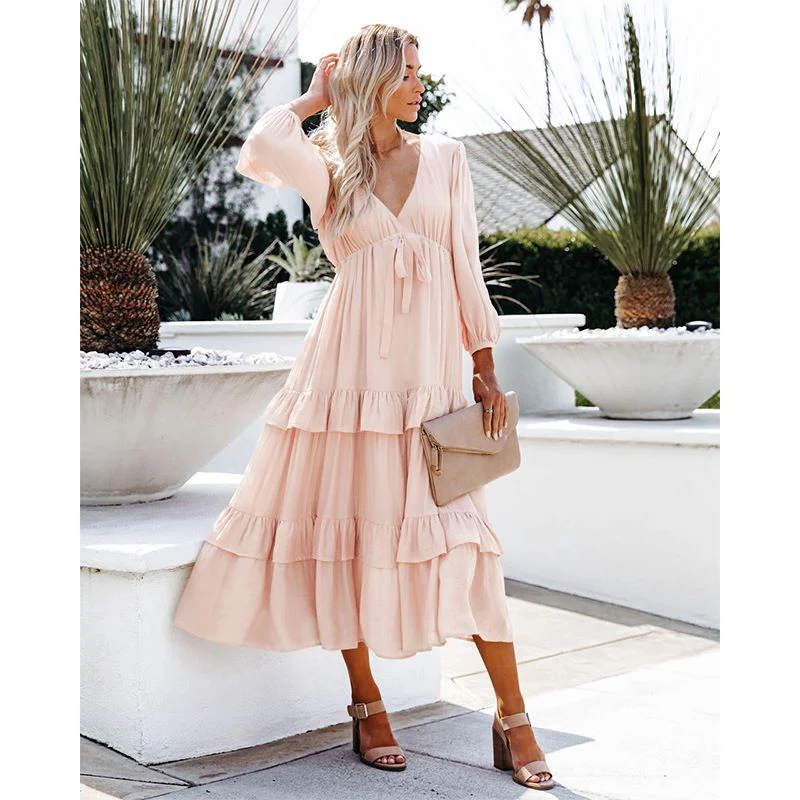 Flowy Ruffle Tunic Midi Dress - Image 2
