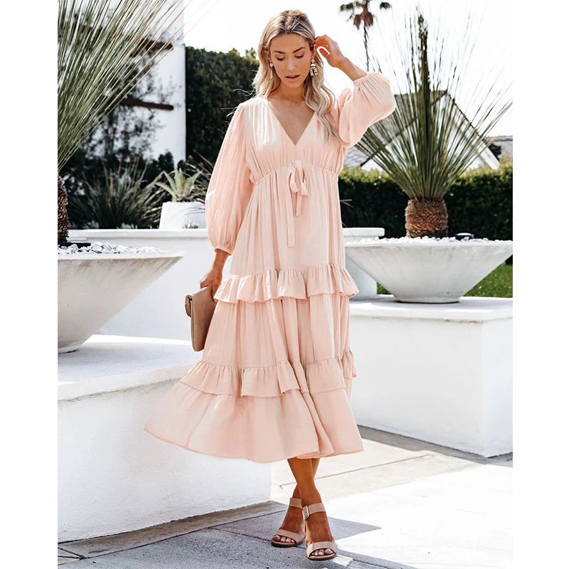 Flowy Ruffle Tunic Midi Dress - Image 4