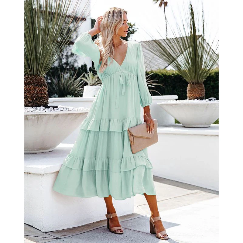 Flowy Ruffle Tunic Midi Dress - Image 6