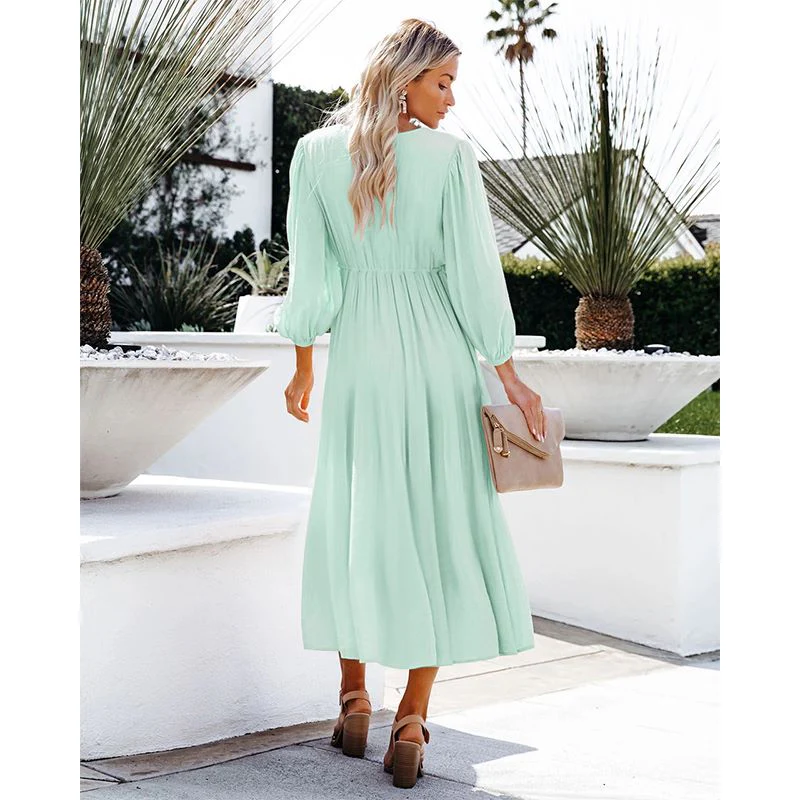 Flowy Ruffle Tunic Midi Dress - Image 7