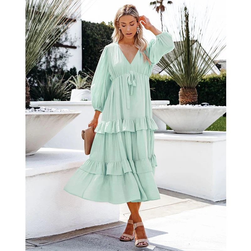 Flowy Ruffle Tunic Midi Dress - Image 8