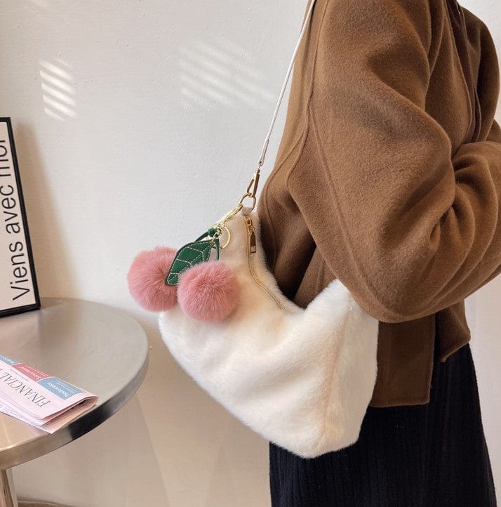 Fluffy Cherry Keychain Shoulder Bag - Image 4