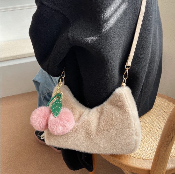 Fluffy Cherry Keychain Shoulder Bag - Image 6