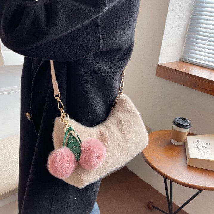 Fluffy Cherry Keychain Shoulder Bag - Image 8