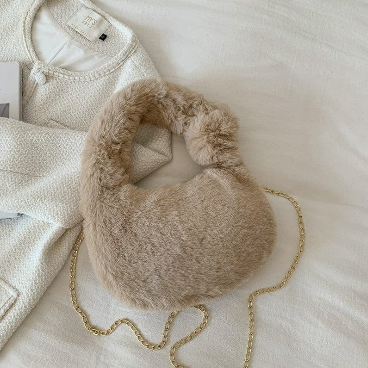 Fluffy Fur Round Basket Bag with Chain Strap - Image 8