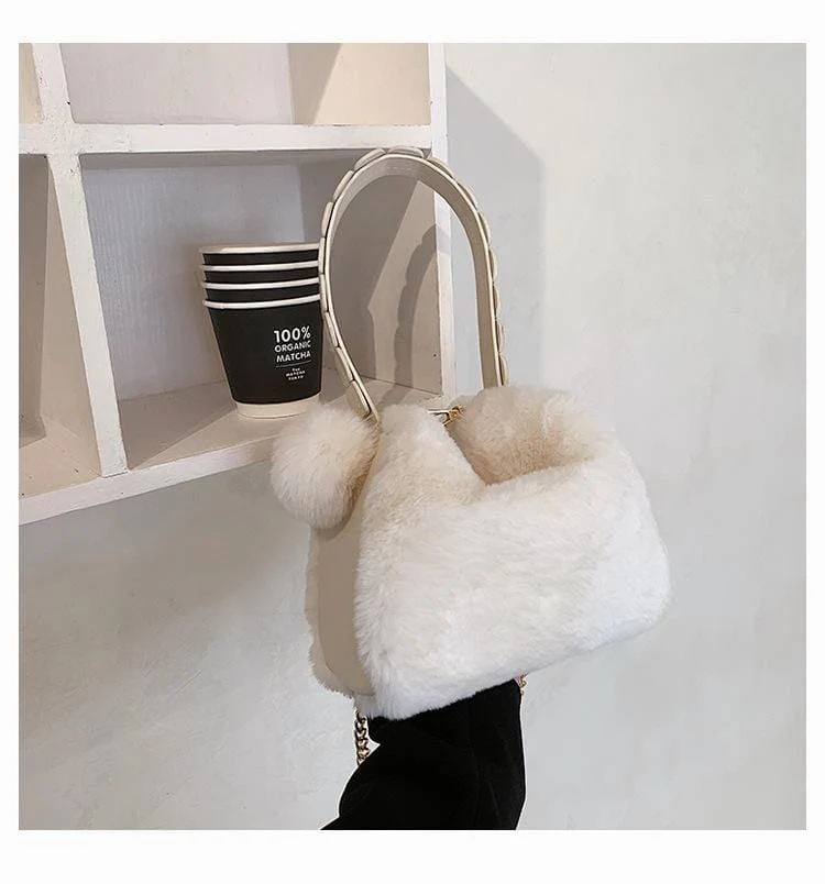 Fluffy Pompom Hand Bag - Image 3
