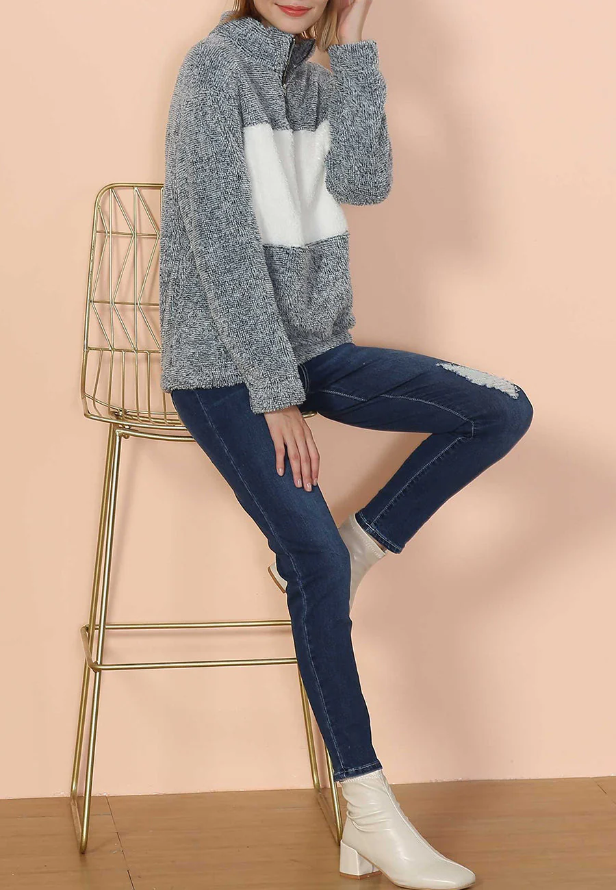 Fluffy Two Tone Quarter Zip - Image 2