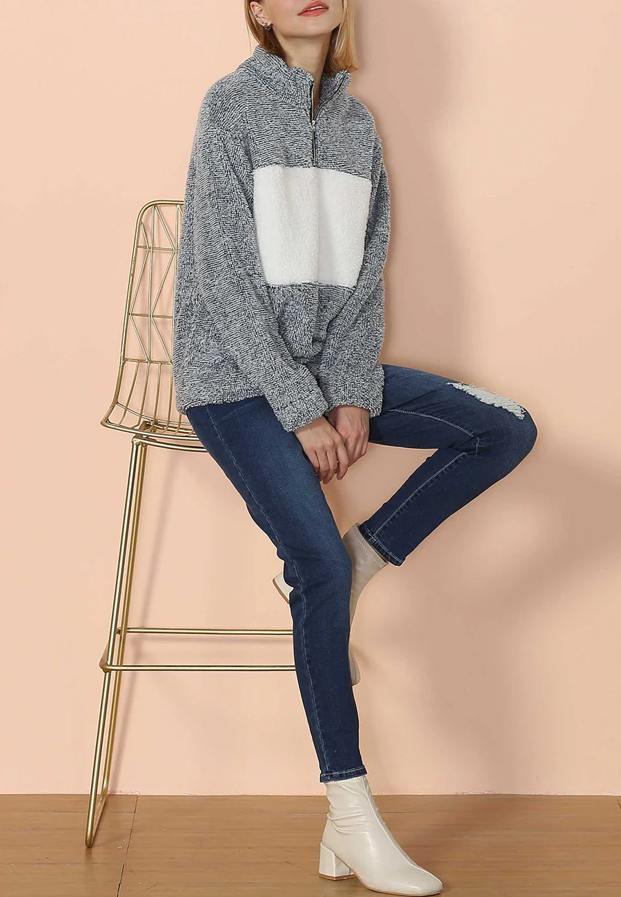 Fluffy Two Tone Quarter Zip - Image 3