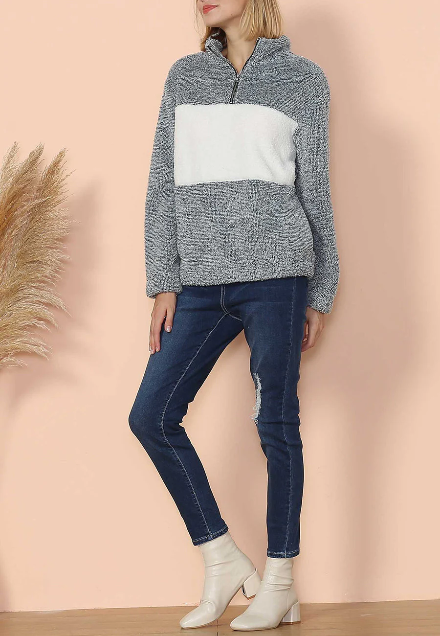 Fluffy Two Tone Quarter Zip - Image 5