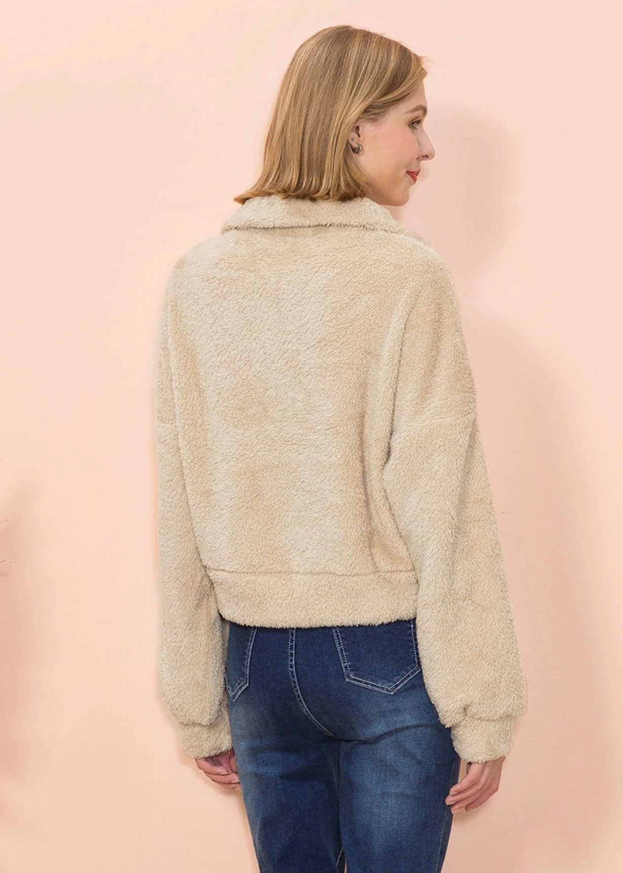Fluffy Zip Up Sweater - Image 8