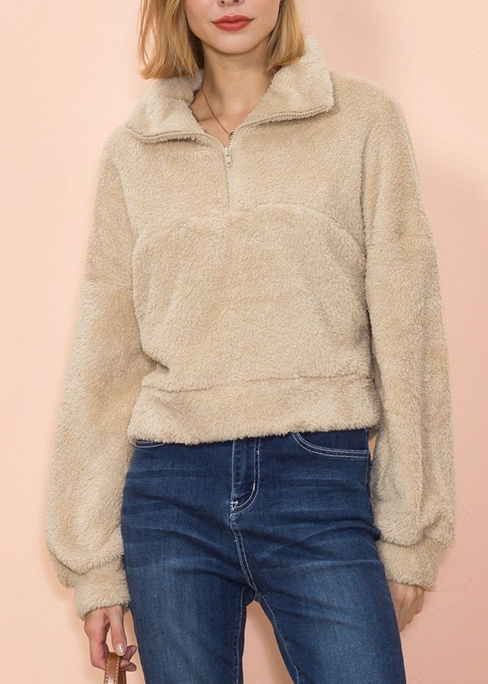 Fluffy Zip Up Sweater - Image 9
