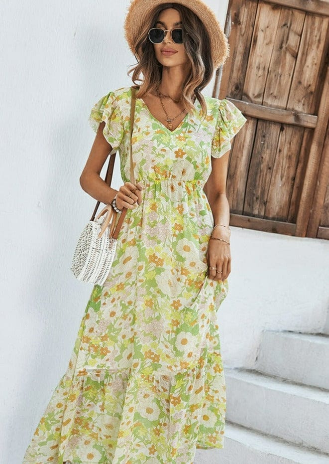 Flutter Sleeve Floral Print Dress - Image 2