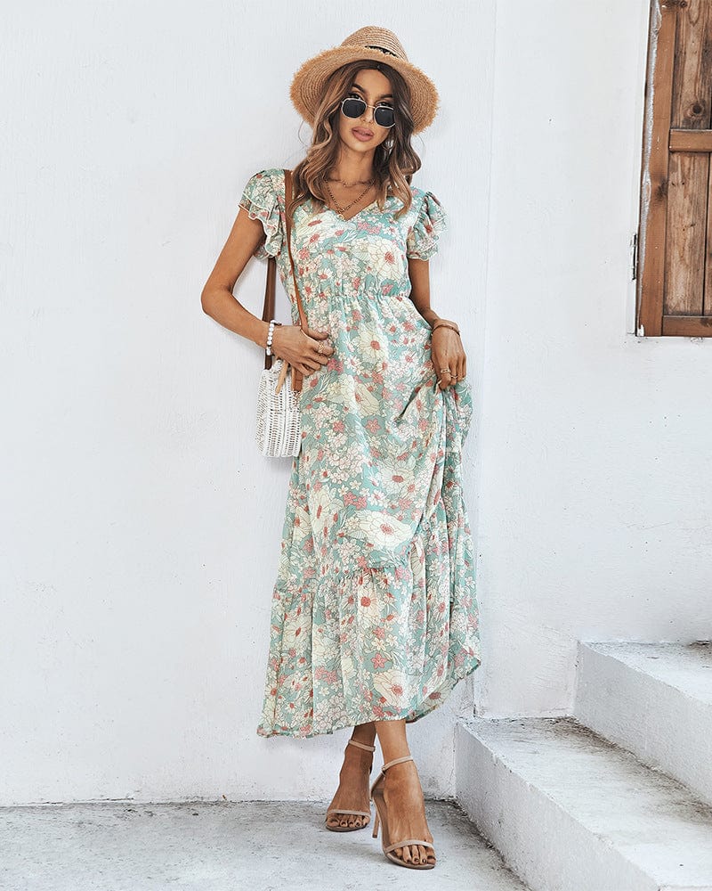 Flutter Sleeve Floral Print Dress - Image 4