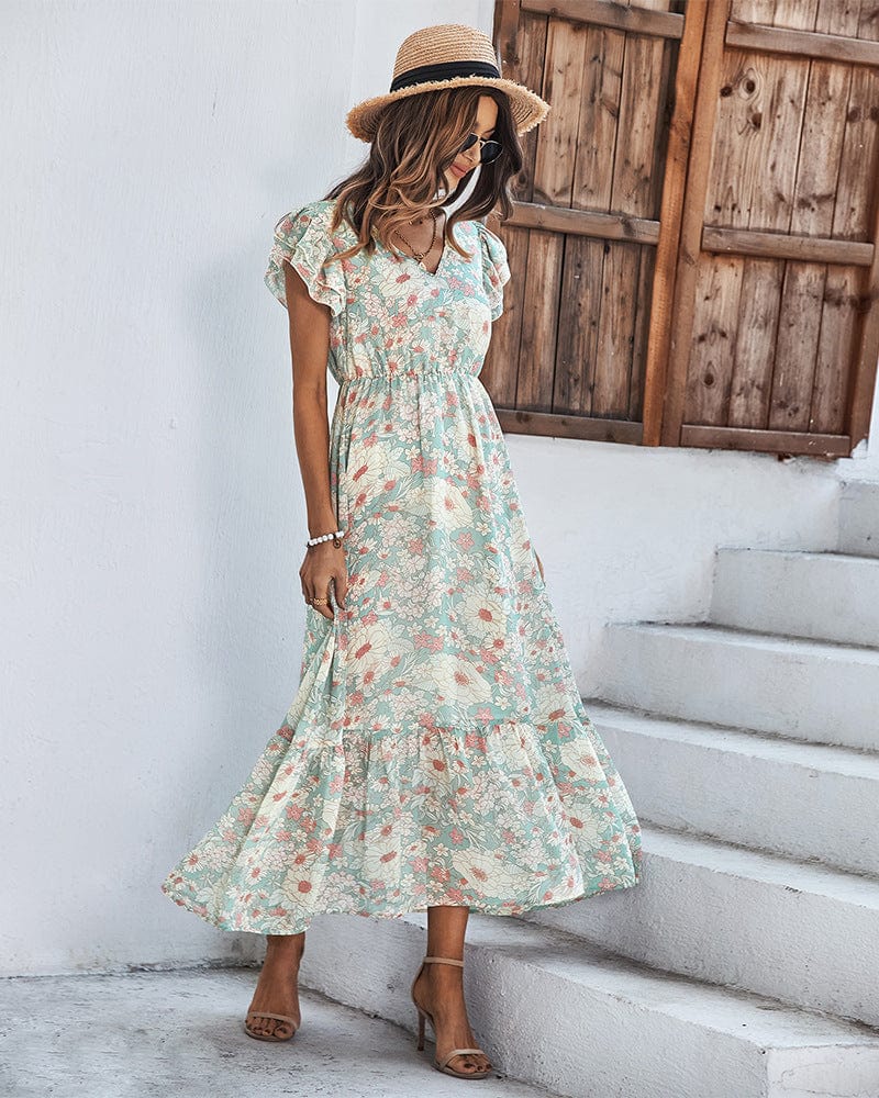 Flutter Sleeve Floral Print Dress - Image 7