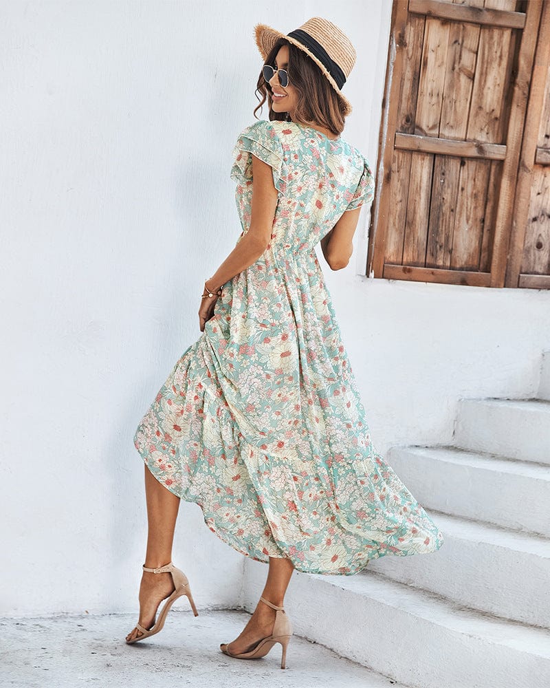 Flutter Sleeve Floral Print Dress - Image 8