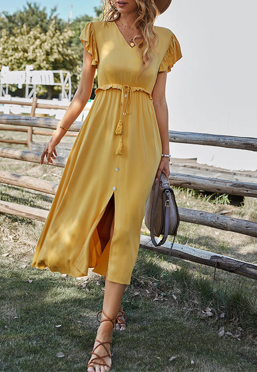 Flutter Sleeve Tie Waist Dress - Image 15