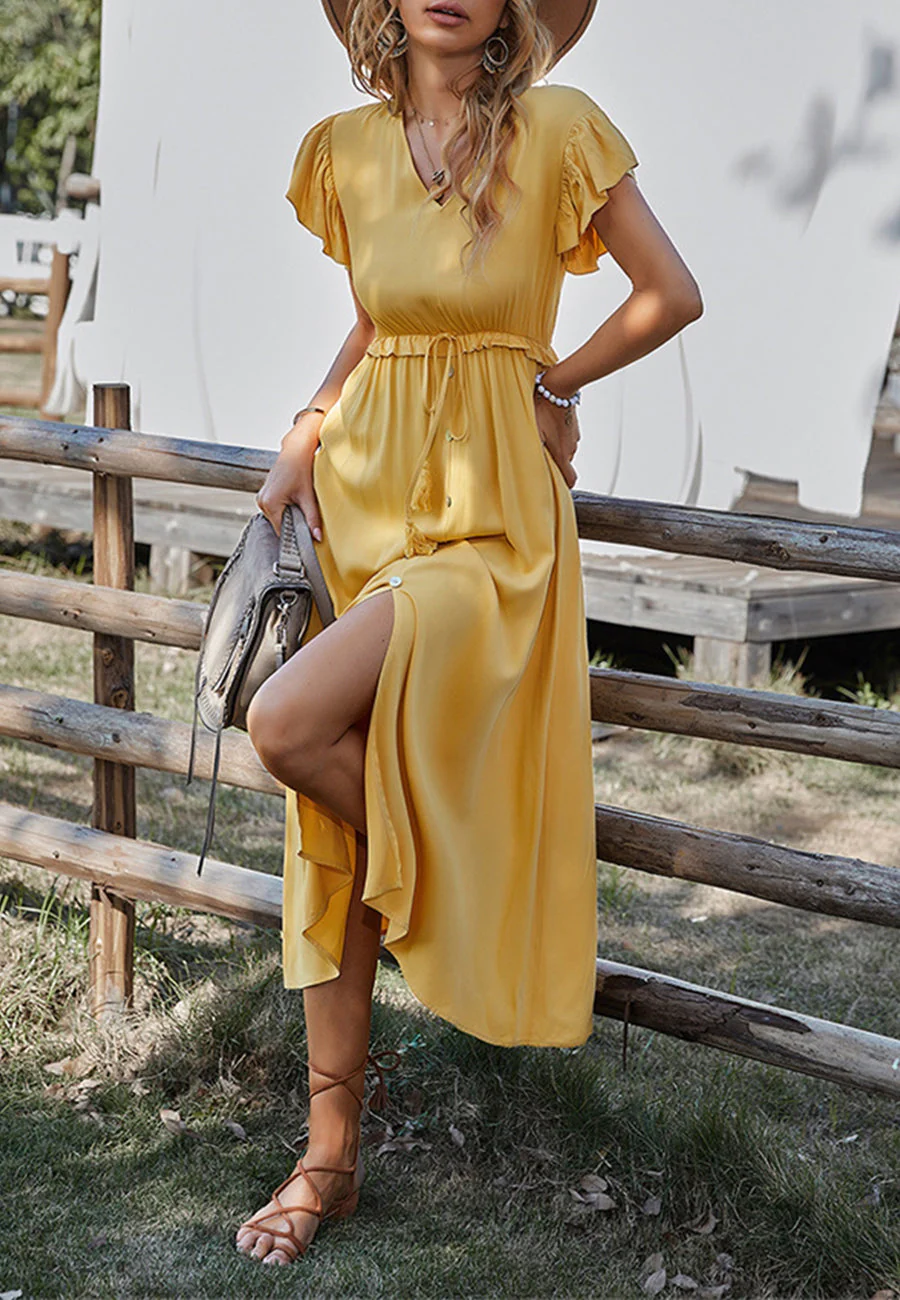 Flutter Sleeve Tie Waist Dress - Image 18
