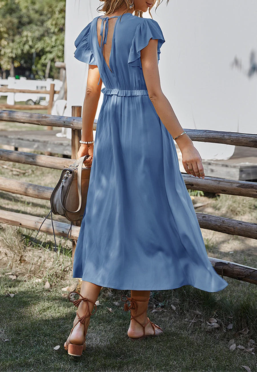 Flutter Sleeve Tie Waist Dress - Image 6