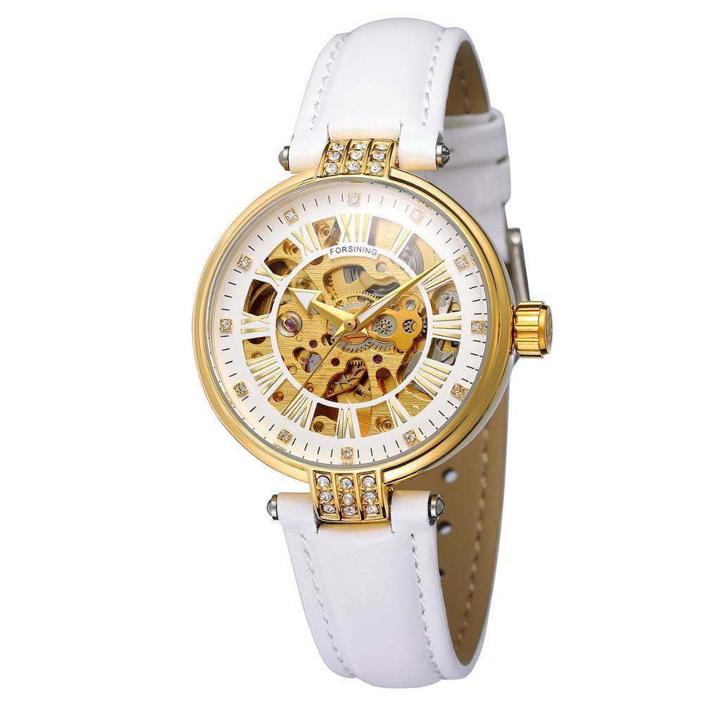 Forsining Ladies Casual Hollow Waterproof Automatic Mechanical Watch