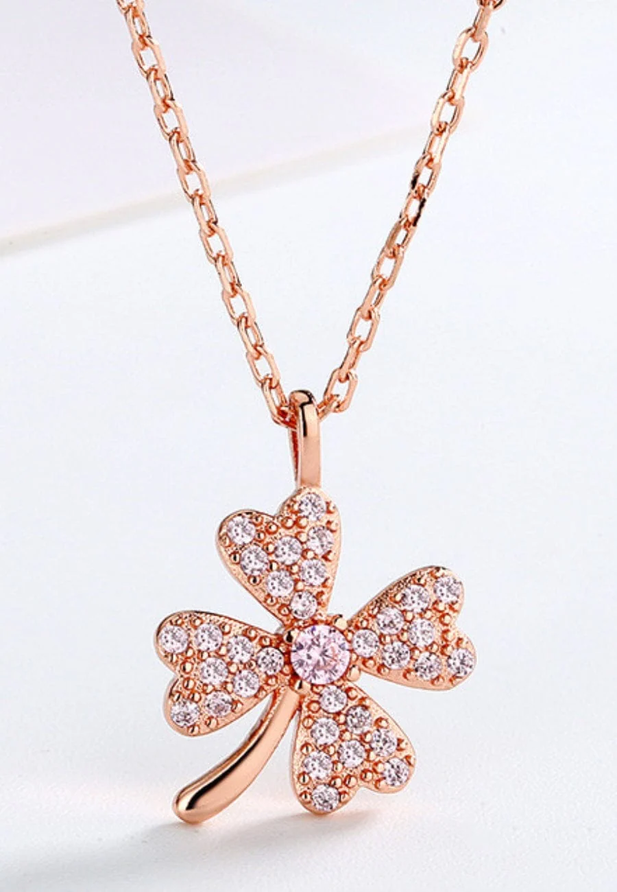 Four Leaf Clover Crystal Necklace - Image 3