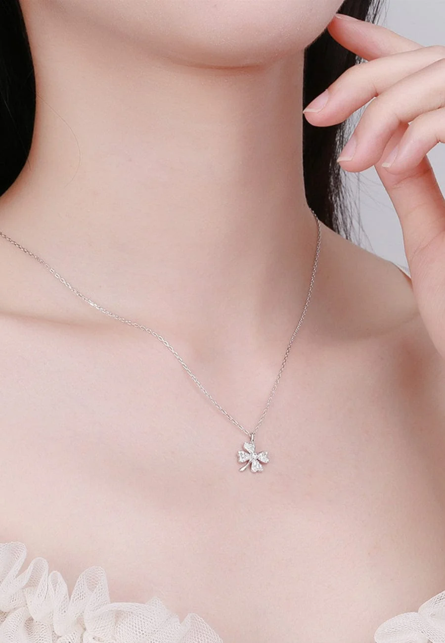 Four Leaf Clover Crystal Necklace - Image 6