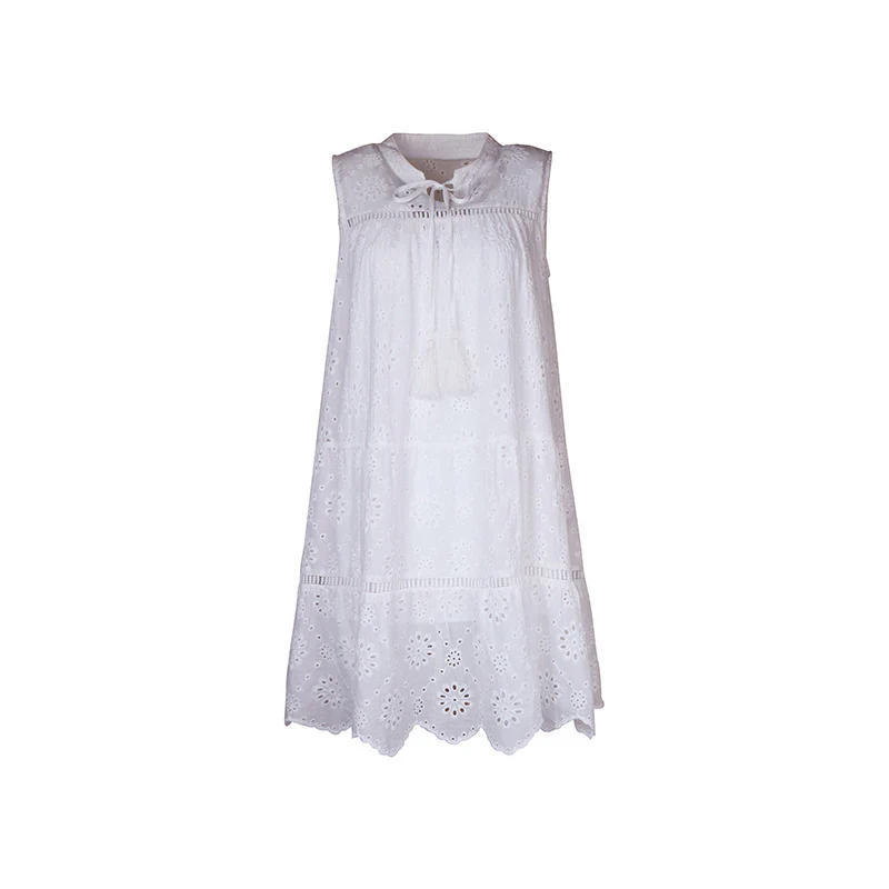 French Pastoral Style White Loose Straight Dress - Image 6