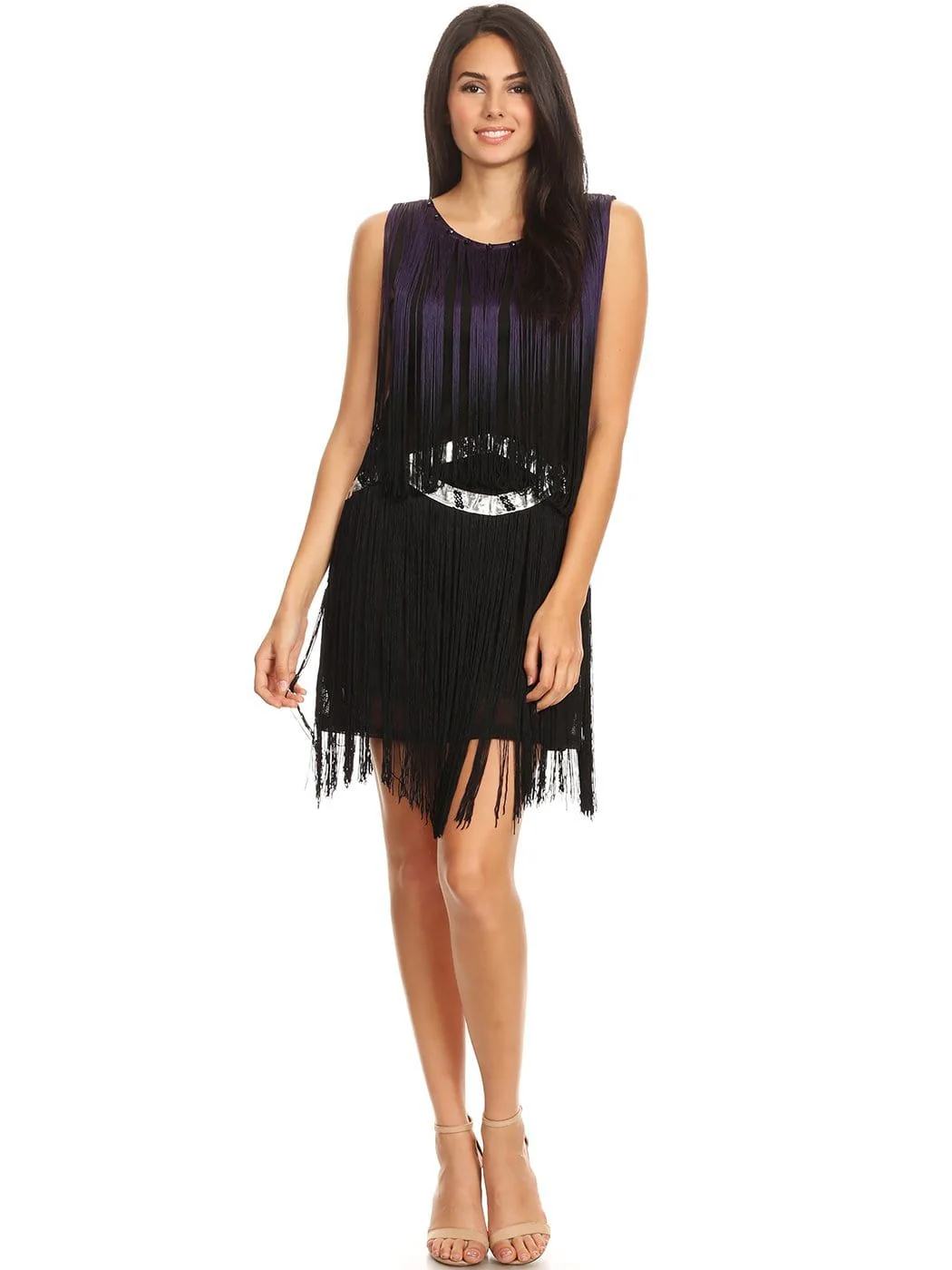 Fringe Trim Tassel Bedazzled Dress - Image 10