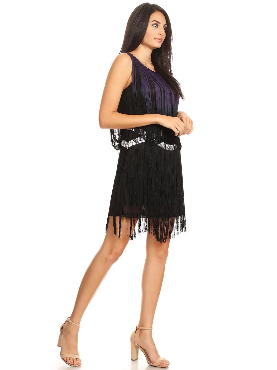 Fringe Trim Tassel Bedazzled Dress - Image 13