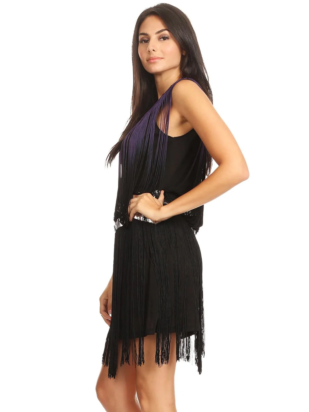 Fringe Trim Tassel Bedazzled Dress - Image 14